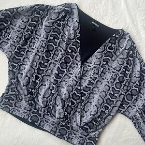 Express faux wrap snakeskin print top